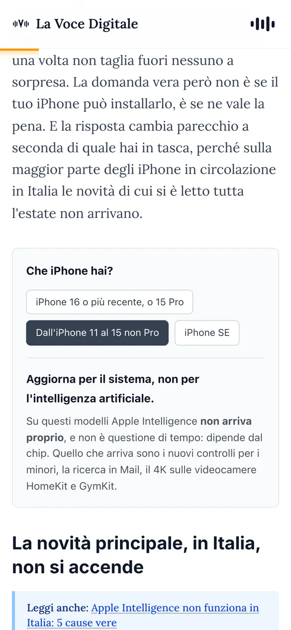 Schermata di La Voce Digitale da telefono: widget